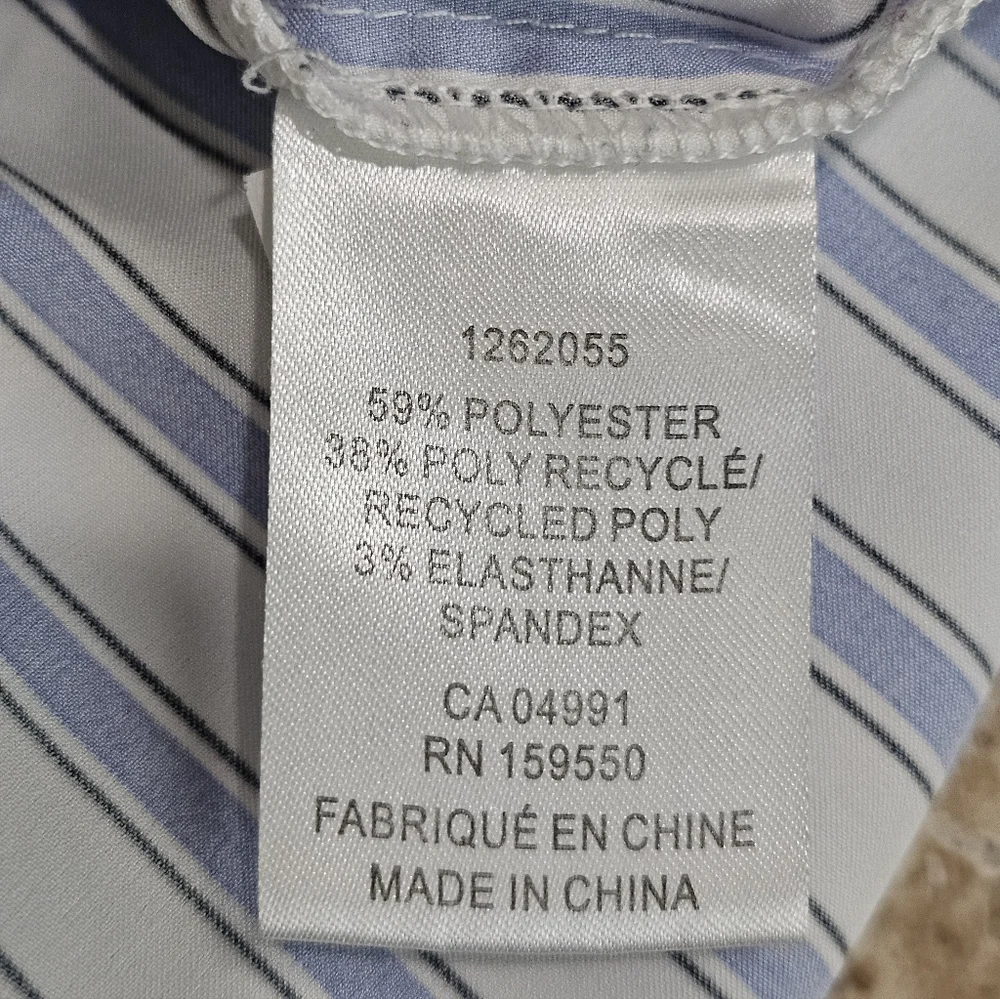 Maison d’Amélie Paris Womens M Blue White Stripe Button Shirt Stretch Work Top - Picture 5 of 7